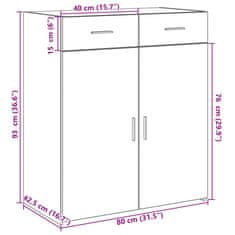 Vidaxl Příborník bílý 80 x 42,5 x 93 cm kompozitní dřevo