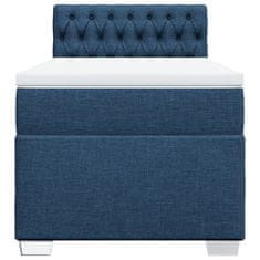 Vidaxl Box spring postel s matrací modrá 90x190 cm textil