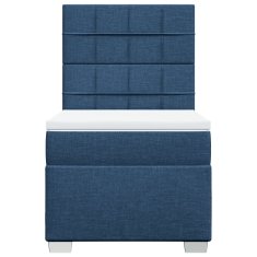 Vidaxl Box spring postel s matrací modrá 90x200 cm textil