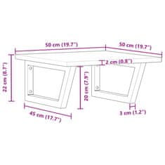 Vidaxl Deska pod umyvadlo nástěnná ocel a masivní akáciové dřevo