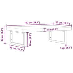 Vidaxl Deska pod umyvadlo nástěnná ocel a masivní akáciové dřevo