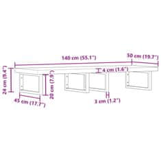 Vidaxl Deska pod umyvadlo nástěnná ocel a masivní akáciové dřevo