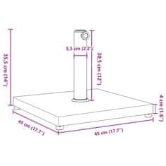 Vidaxl Stojan na slunečník pro tyč Ø 32 / 38 / 48 mm 18 kg čtvercový