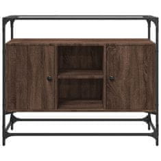 Vidaxl Příborník se skleněnou deskou hnědý dub 98x35x81 cm kompozit