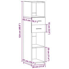 Vidaxl Skříň highboard hnědý dub 30 x 42,5 x 124 cm kompozitní dřevo