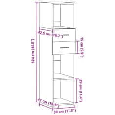 Vidaxl Skříň highboard kouřový dub 30 x 42,5 x 124 cm kompozitní dřevo