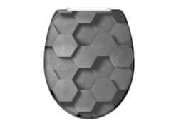 Eisl Duroplastové sedátko se zpomalovacím mechanismem SOFT-CLOSE GREY HEXAGONS