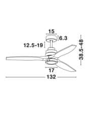 Nova Luce NOVA LUCE stropní ventilátor se světlem NATURE matná bílá ocel a sklo dubové dřevo 5 rychlostí 25W LED 9952314