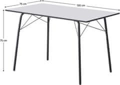 KONDELA Jídelní stůl, bílá/černá, 120x75x75 cm, NALAK TYP 2