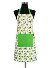 INNA Bavlněná kuchyňská zástěra s kapsou 60x75 LEMON zelená bílá žlutá