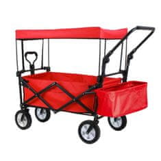 Timeless Tools Skládací vozík se střechou, tažný a tlačný, červený