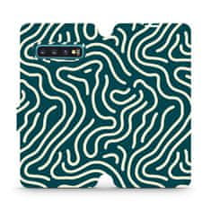 Mobiwear Knížkové pouzdro Design PRO - Samsung Galaxy S10 - PA61G Béžové linky