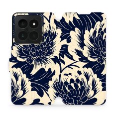 Mobiwear Knížkové pouzdro Design PRO - Xiaomi 14 Pro - PA40G Modré a béžové květy