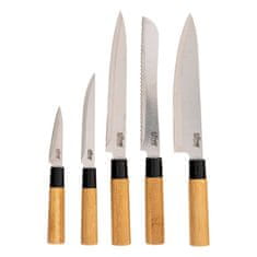 5five Sada kuchyňských doplňků z bambusu: 6 nožů a 5 kusů náčiní