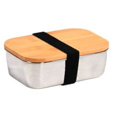 Kesper Svačinový box, bambusový lunchbox, 18 x 12 cm barva stříbrná