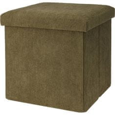 Home&Styling Skládací pouf s manšestrovou úpravou, 38 x 38 x 38 cm barva zelená