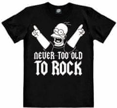 CurePink Pánské tričko The Simpsons: Homer - Never Too Old To Rock (S) černé