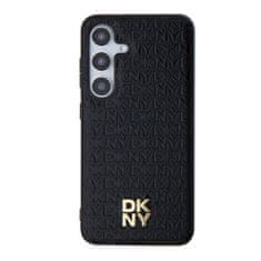 DKNY hard kryt na Samsung Galaxy S24 PLUS Leather Repeat Pattern Stack Logo MagSafe Černý