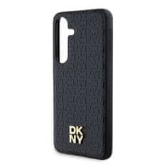 DKNY hard kryt na Samsung Galaxy S24 5G Leather Repeat Pattern Stack Logo MagSafe Černý