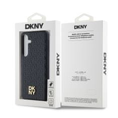 DKNY hard kryt na Samsung Galaxy S24 5G Leather Repeat Pattern Stack Logo MagSafe Černý