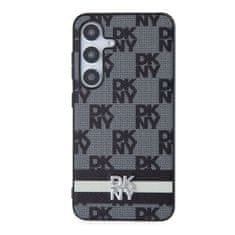 DKNY hard kryt na Samsung Galaxy S24 5G Leather Checkered Pattern and Stripe Černý