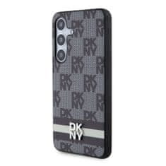 DKNY hard kryt na Samsung Galaxy S24 5G Leather Checkered Pattern and Stripe Černý