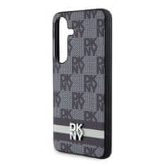 DKNY hard kryt na Samsung Galaxy S24 5G Leather Checkered Pattern and Stripe Černý