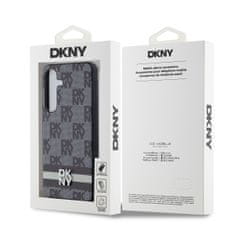 DKNY hard kryt na Samsung Galaxy S24 5G Leather Checkered Pattern and Stripe Černý