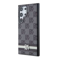 DKNY hard kryt na Samsung Galaxy S24 ULTRA Leather Checkered Pattern and Stripe Černý