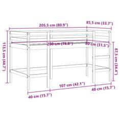 Vidaxl Dětská patrová postel žebřík voskově hnědá 80 x 200 cm borovice