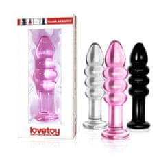 Lovetoy Bílý Skleněný Anální Kolík S 3 Kroužky 14Cm