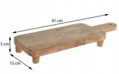 Koopman Dřevěné kuchyňské prkénko podlouhlé na nožičkách 41 cm