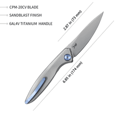 KUBEY KB2103A Pike kapesní nůž 7,3 cm, šedá, titan