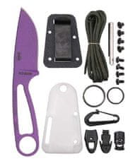 ESEE CAN-PURP-KIT-E Purple Candir malý nůž na krk 5 cm, fialová, bílé pouzdro, sada na přežití