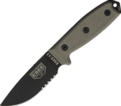 ESEE ESEE-3MIL-S 3 univerzální nůž 9,8 cm, černá, zelená, Micarta, plastové pouzdro