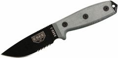 ESEE ESEE-3S-B Serrated univerzální nůž 9,8 cm, černá, šedá, připínací plastové pouzdro černé