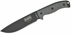 ESEE ESEE-6S-OD Serrated univerzální nůž 16,5cm, černá, šedá, Micarta, plastové zelené pouzdro, připnutí