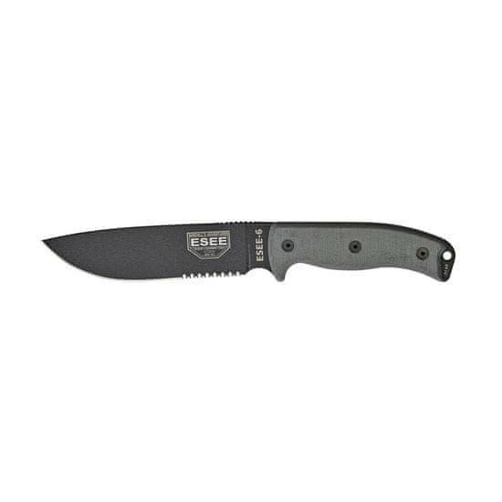 ESEE ESEE-6S-KO Serrated univerzální nůž 16,5cm, černá, šedá, Micarta bez pouzdra