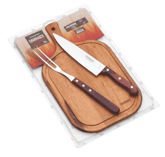 Tramontina 21198/714 Polywood BBQ set/3ks, nůž 20cm, vidlice 32cm, deska 40x23cm červená