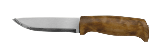 Helle HE-201310 Gaupe 12C27 outdoorový nůž 11 cm, dřevo kadeřavé břízy, kožené pouzdro