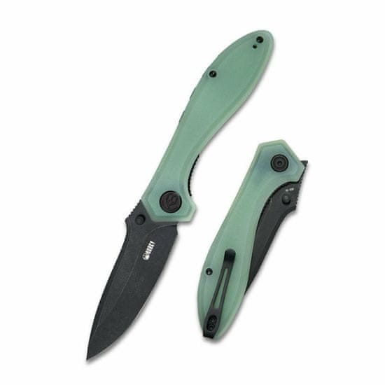 KUBEY KU314C Ruckus Jade Black kapesní nůž 8,4 cm, černá, světle zelená, G10, spona