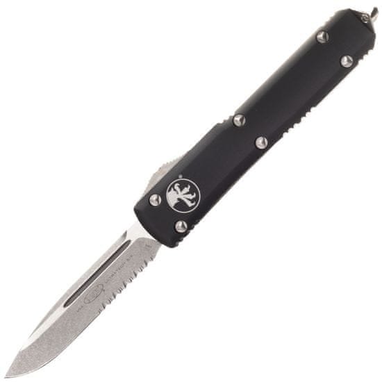 Microtech 121-11 Ultratech Partial Serrated automatický nůž 8,6 cm, Stonewash, černá, hliník