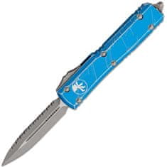 Microtech 122-12DBL Ultratech Distressed Serrated Stonewash automatický nůž 8,8 cm, modrá, hliník