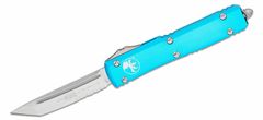 Microtech 123-11TQ Ultratech Stonewash Partial Serr. Turquoise automatický nůž 8,8cm, tyrkys, hliník