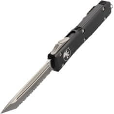 Microtech 123-12 Ultratech Black Full Serrated automatický nůž 8,8 cm, Stonewash, černá, hliník