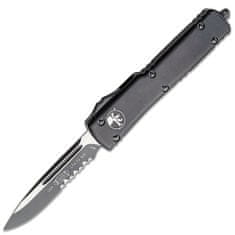 Microtech 148-2T UTX-70 Black Tactical Partial Serrated automatický nůž 6,1 cm, celočerná, hliník