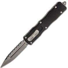 Microtech 227-12 Dirac Delta Serrated Standard automatický nůž 9,6 cm, Stonewash, černá, hliník