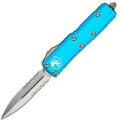 Microtech 232-5TQ UTX-85 Satin Partial Serration Turquoise automatický nůž 7,6 cm, tyrkysová, hliník