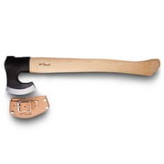 Roselli R850 Axe Long Handle Kempová sekera 9 cm, dřevo břízy, kožené pouzdro