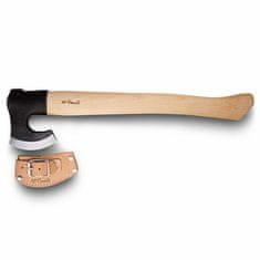 Roselli R850P Axe Long Handle Kempová sekera 9 cm, dřevo břízy, kožené pouzdro, brusný kámen, box